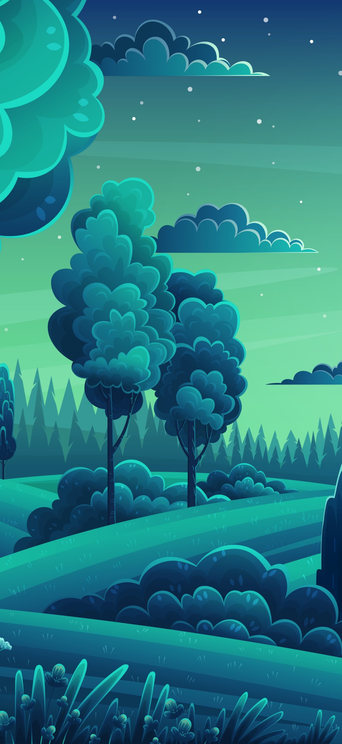 Moonlit Night Over Forest and Fields - Wallpapers for iPhone 17 Pro Max/16 Pro Max in 1320x2868 resolution