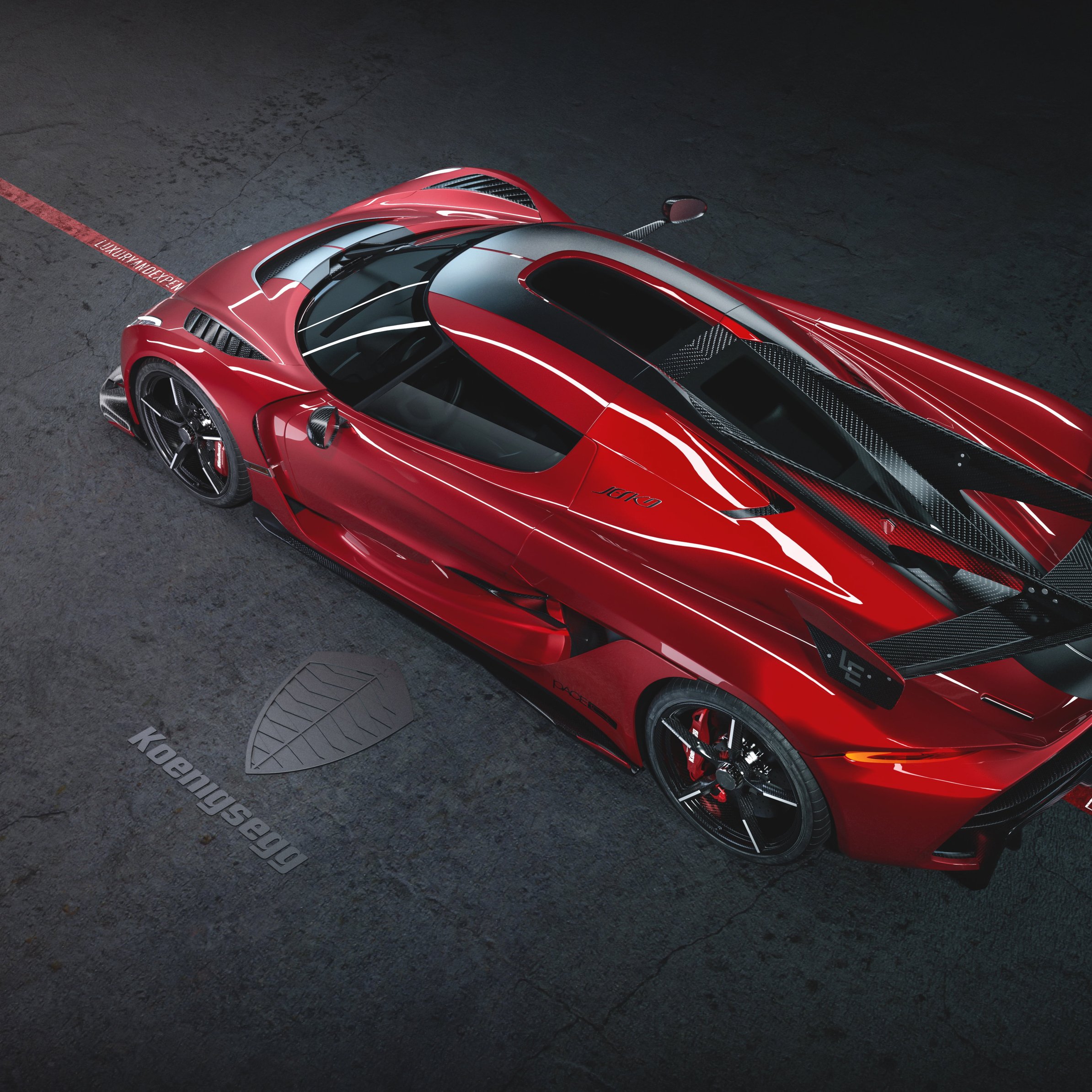 Red Koenigsegg Jesko Rear View - Wallpapers for iPad Pro 11″ in 2388x2388 resolution