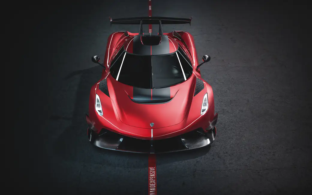 Red Koenigsegg Jesko Front View — desktop and phone wallpaper, free download