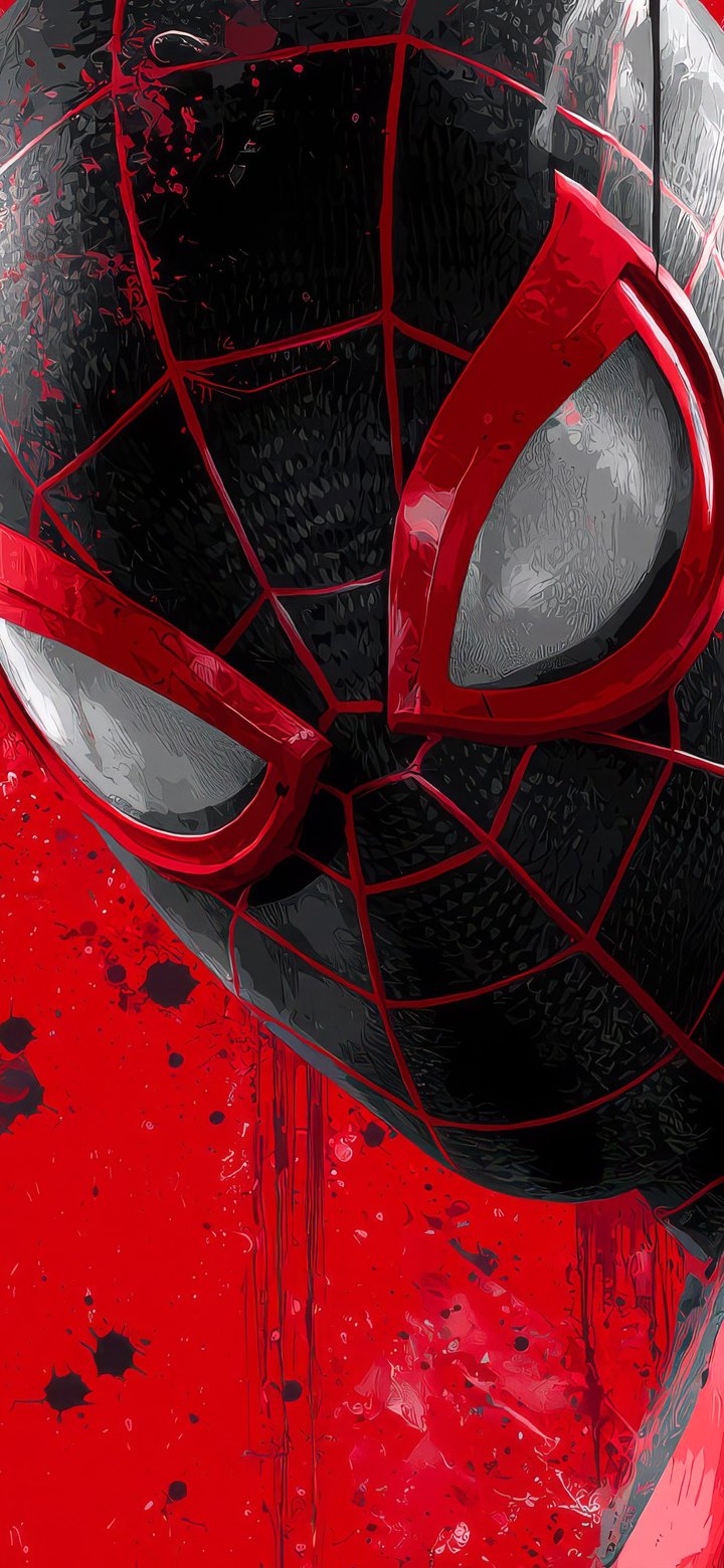 Spider-Man in Black-Red Costume - Wallpapers for Samsung Galaxy A11/A20e/A20/M11, Xiaomi Redmi 9A/9C, POCO C40 in 720x1560 resolution
