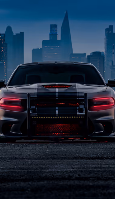 Обои агрессия для iPhone 18 Pro/18/17 Pro/17/16 Pro (1206x2622): Dodge Charger Hellcat, спорткар, седан, вечер