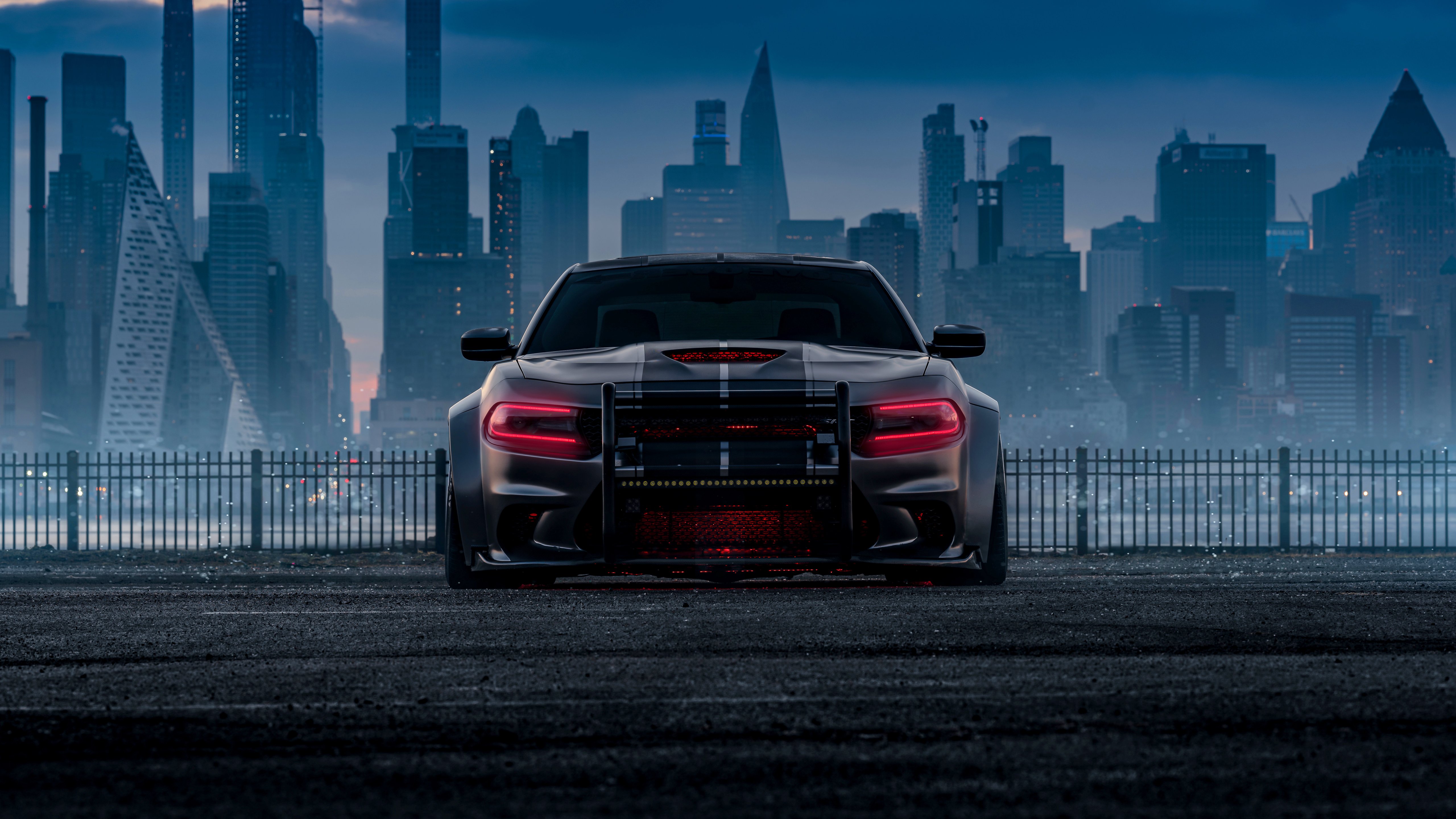 Dodge Charger Hellcat with Red LED Headlights - 5K wallpapers in 5120x2880 resolution
