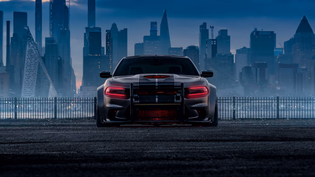 Dodge Charger Hellcat with Red LED Headlights — desktop and phone wallpaper, free download