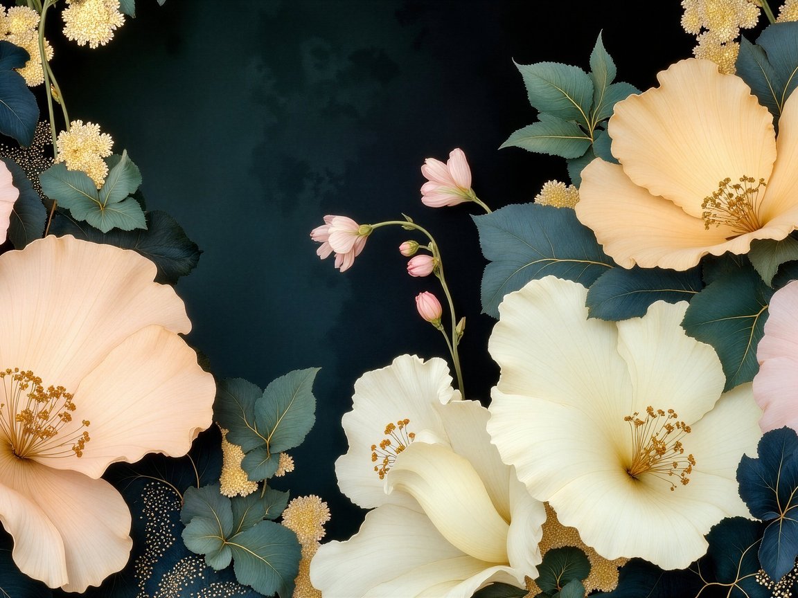 White Blossoms Floral Arrangement - XGA+ wallpapers in 1152x864 resolution