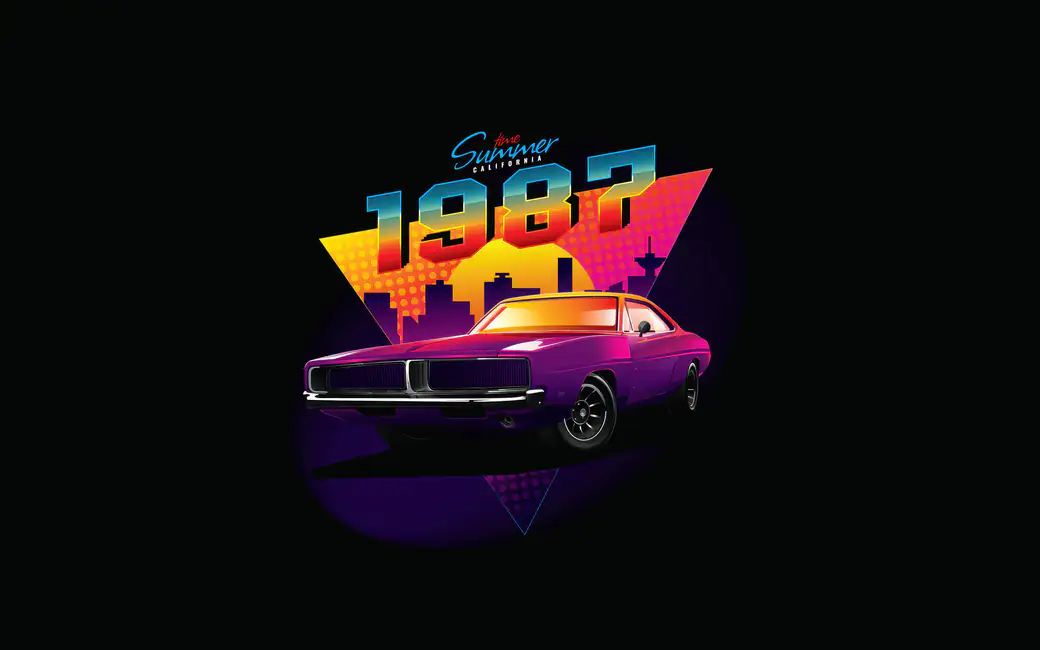Retro style Dodge Charger Poster — desktop and phone wallpaper, free download