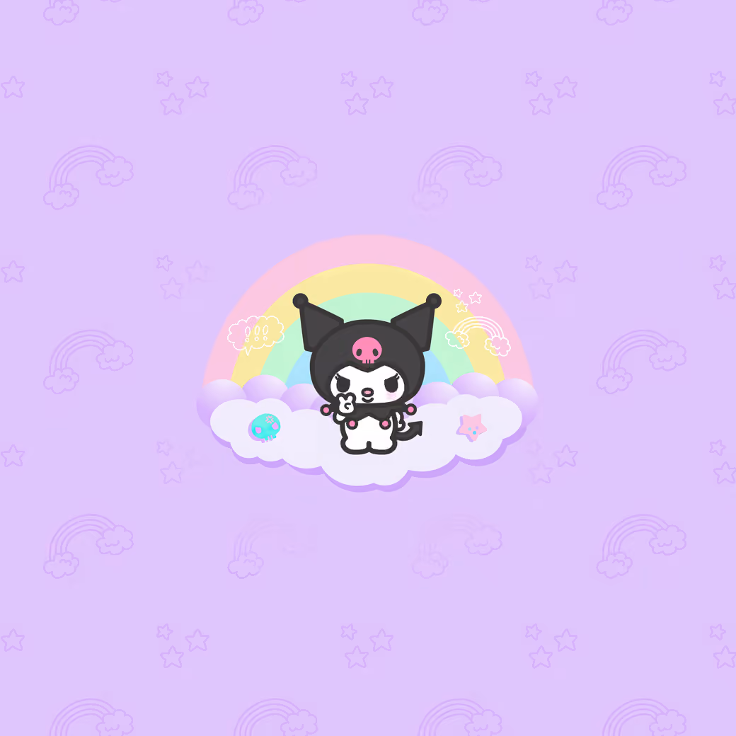 Kuromi with Rainbow and Clouds - Wallpapers for Apple iPad 1 in 1024x1024 resolution