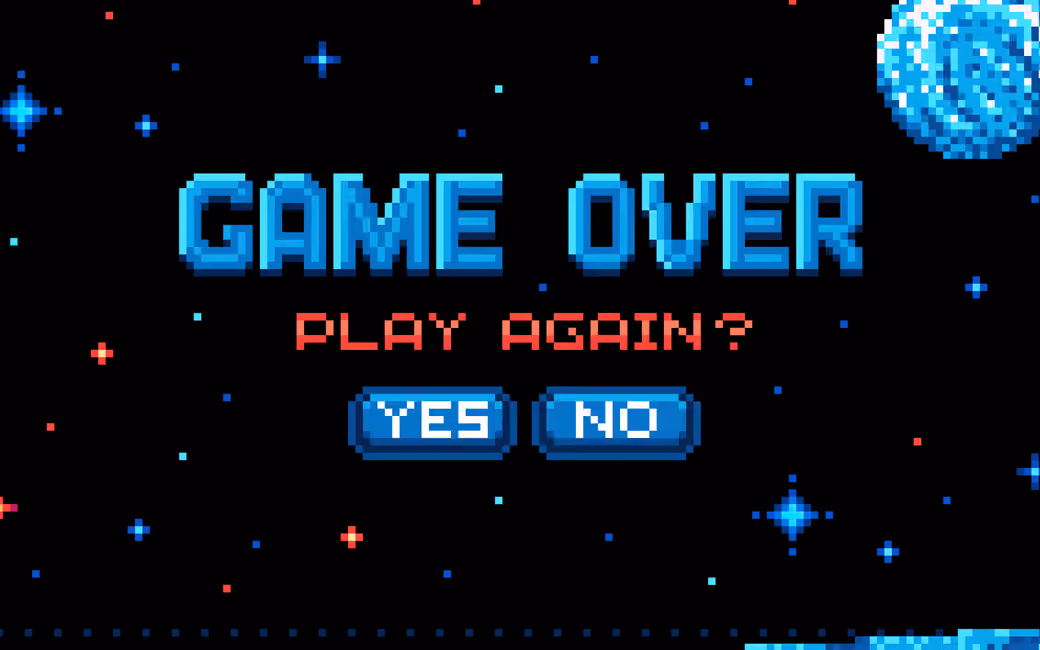 Game Over pixel game — desktop and phone wallpaper, free download