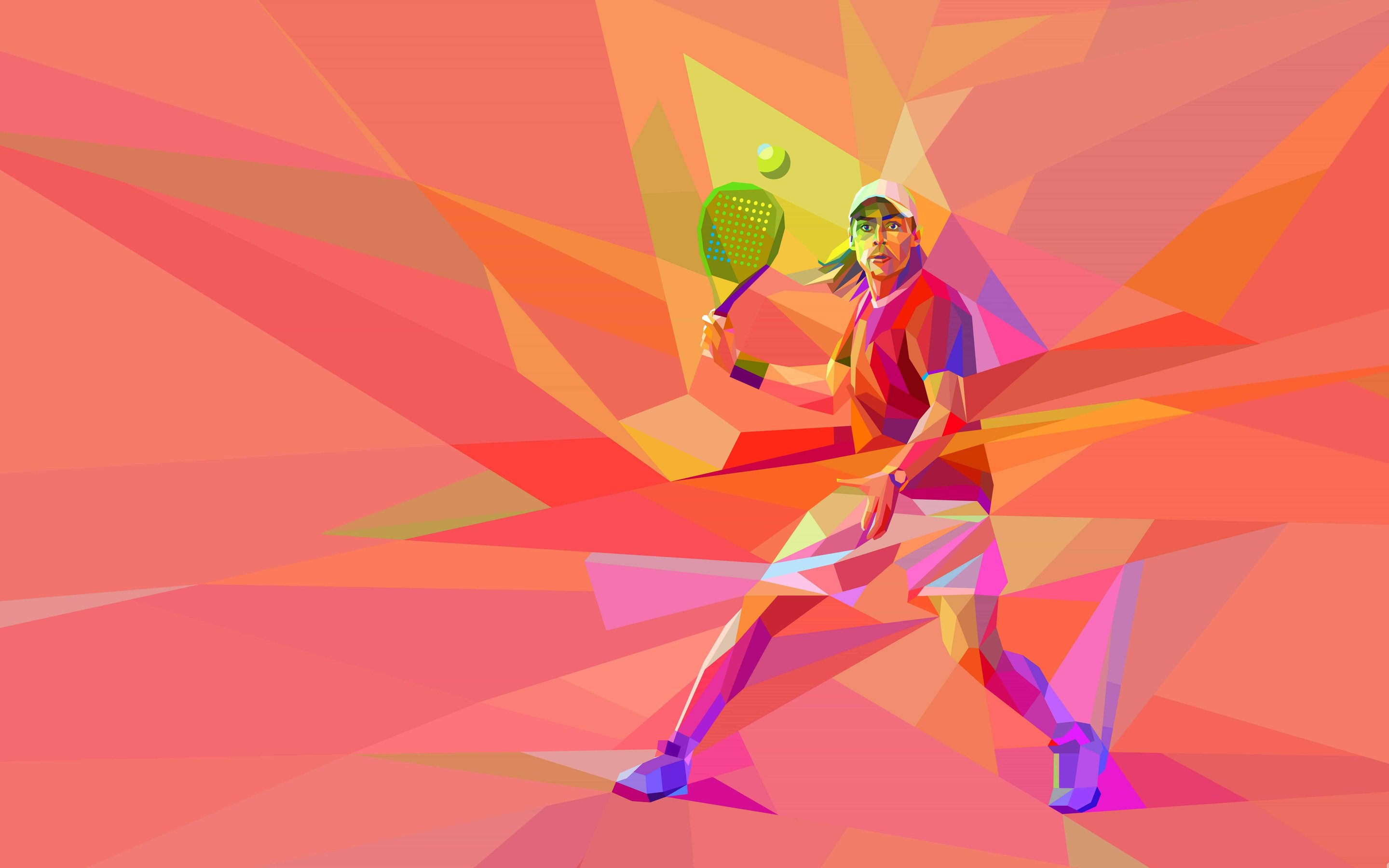 Low Poly Tennis Player with Racket - Wallpapers for Apple MacBook 15″ in 2880x1800 resolution
