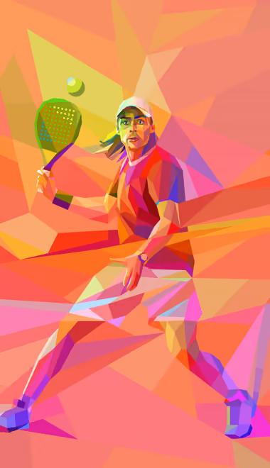 Player Wallpapers for Samsung Galaxy Z Flip7, Sony Xperia 5 II/5 III/5 V/10 IV/10 V, Xiaomi Mix Fold 3 (1080x2520): low poly, tennis player, tennis racket, tennis ball