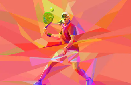 Wallpapers for Apple MacBook 14.2″ (3024x1964): low poly, tennis player, tennis racket, tennis ball