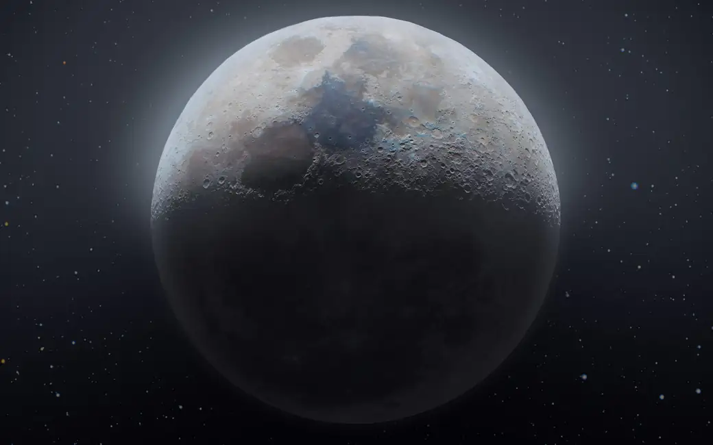 Moon Close-Up with Starry Orbit — desktop and phone wallpaper, free download