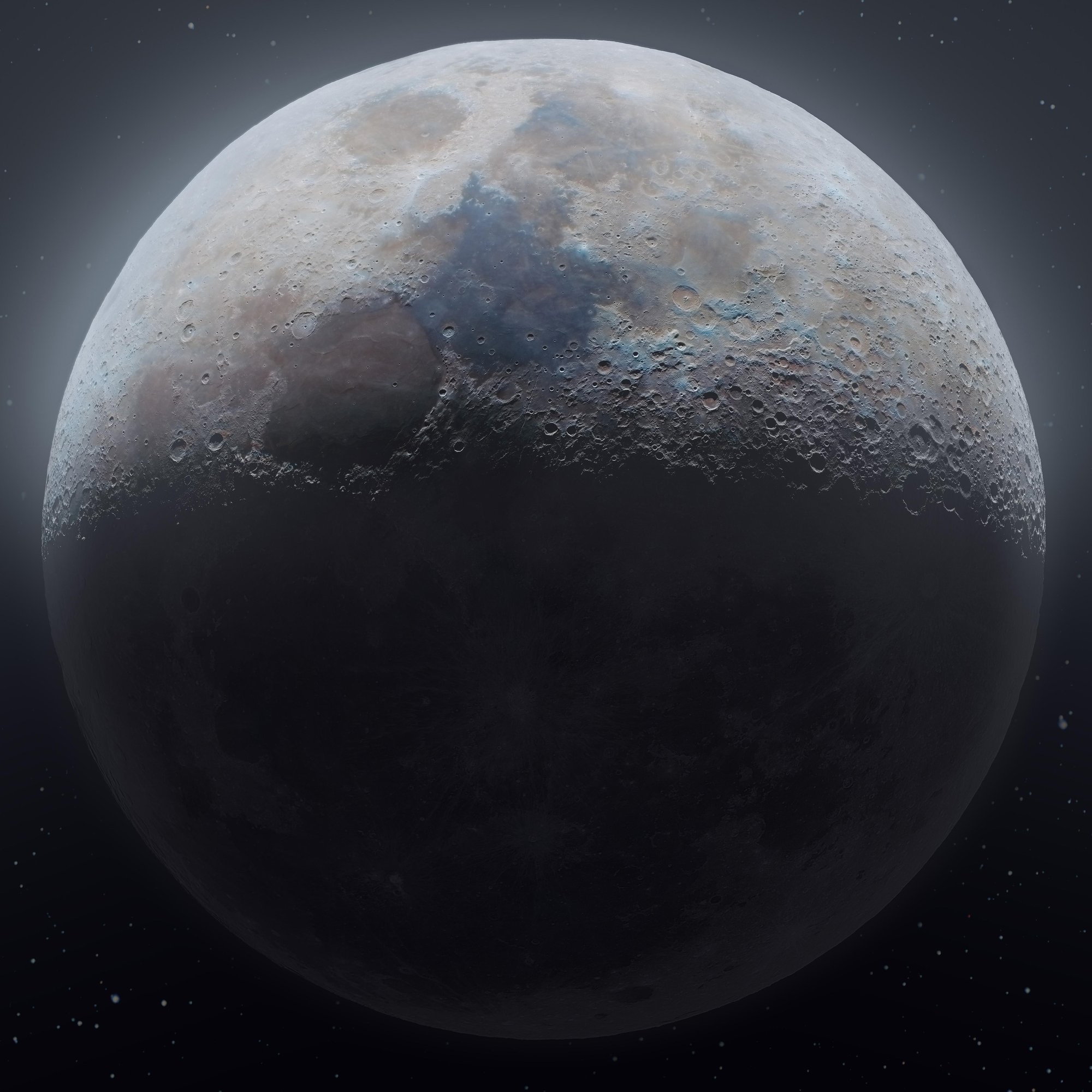 Moon Close-Up with Starry Orbit - Wallpapers for Samsung/Xiaomi in 2000x2000 resolution