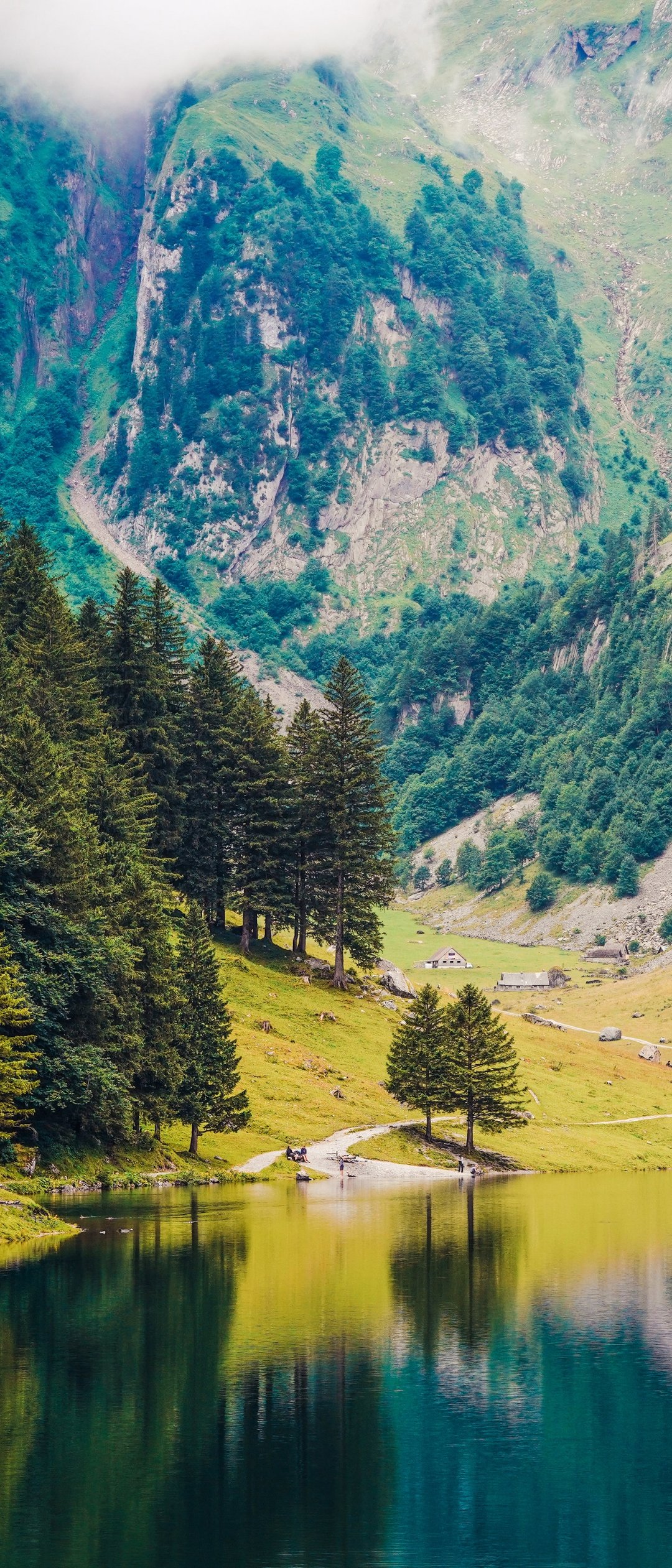 Swiss Alps Summer Lake Cabin - Wallpapers for Samsung Galaxy Z Flip7, Sony Xperia 5 II/5 III/5 V/10 IV/10 V, Xiaomi Mix Fold 3 in 1080x2520 resolution