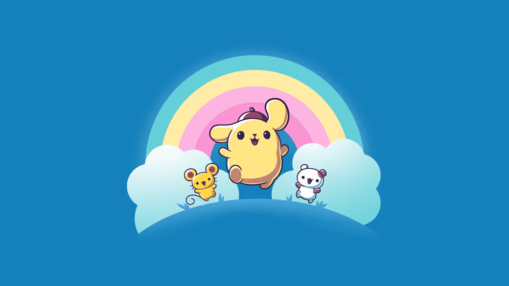 Pompompurin with Rainbow Friends — desktop and phone wallpaper, free download