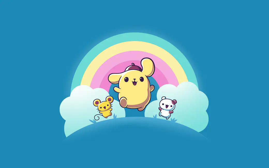Pompompurin with Rainbow Friends — desktop and phone wallpaper, free download
