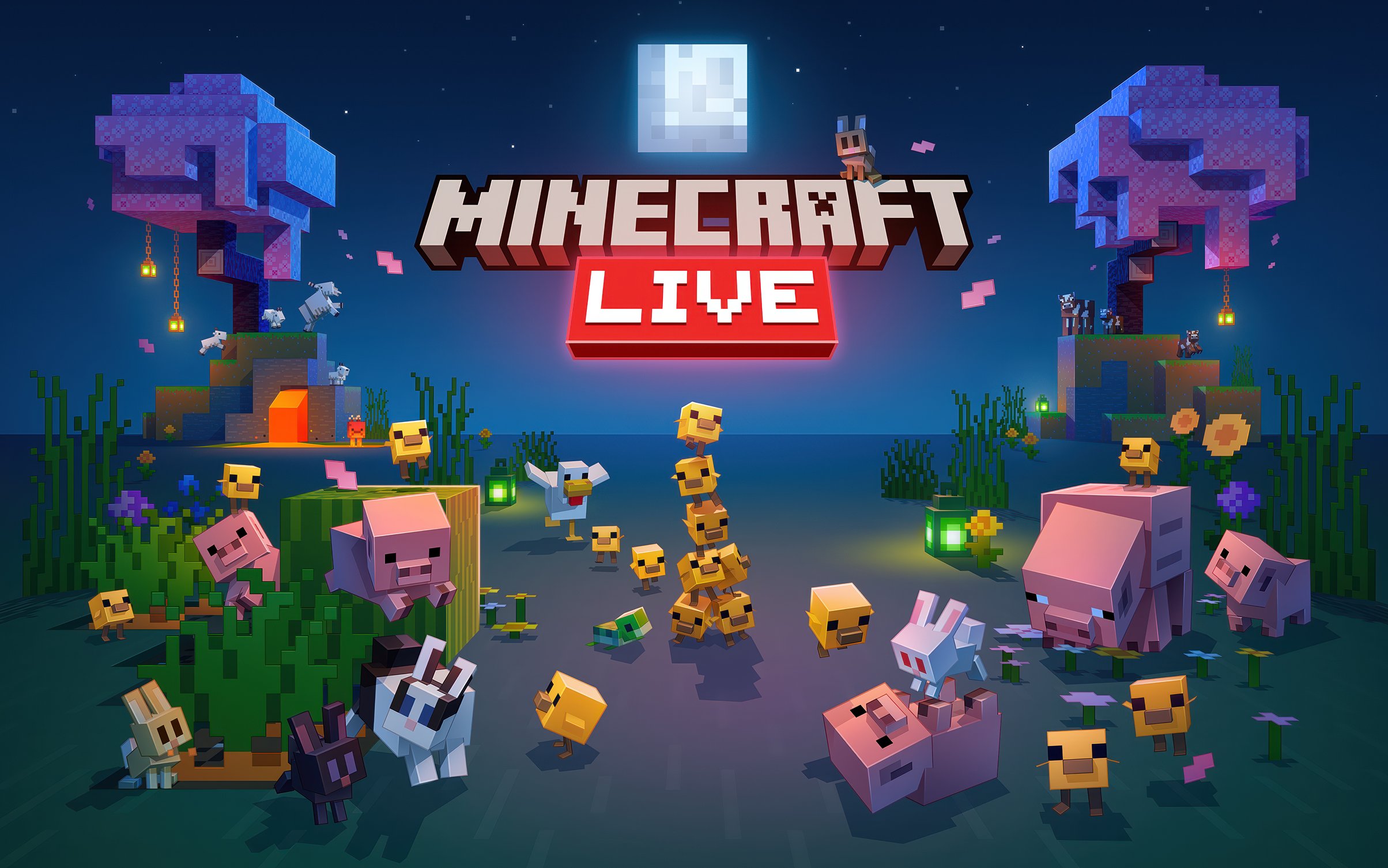 Ночь в Minecraft Live - Обои для MacBook Neo в разрешении 2408x1506