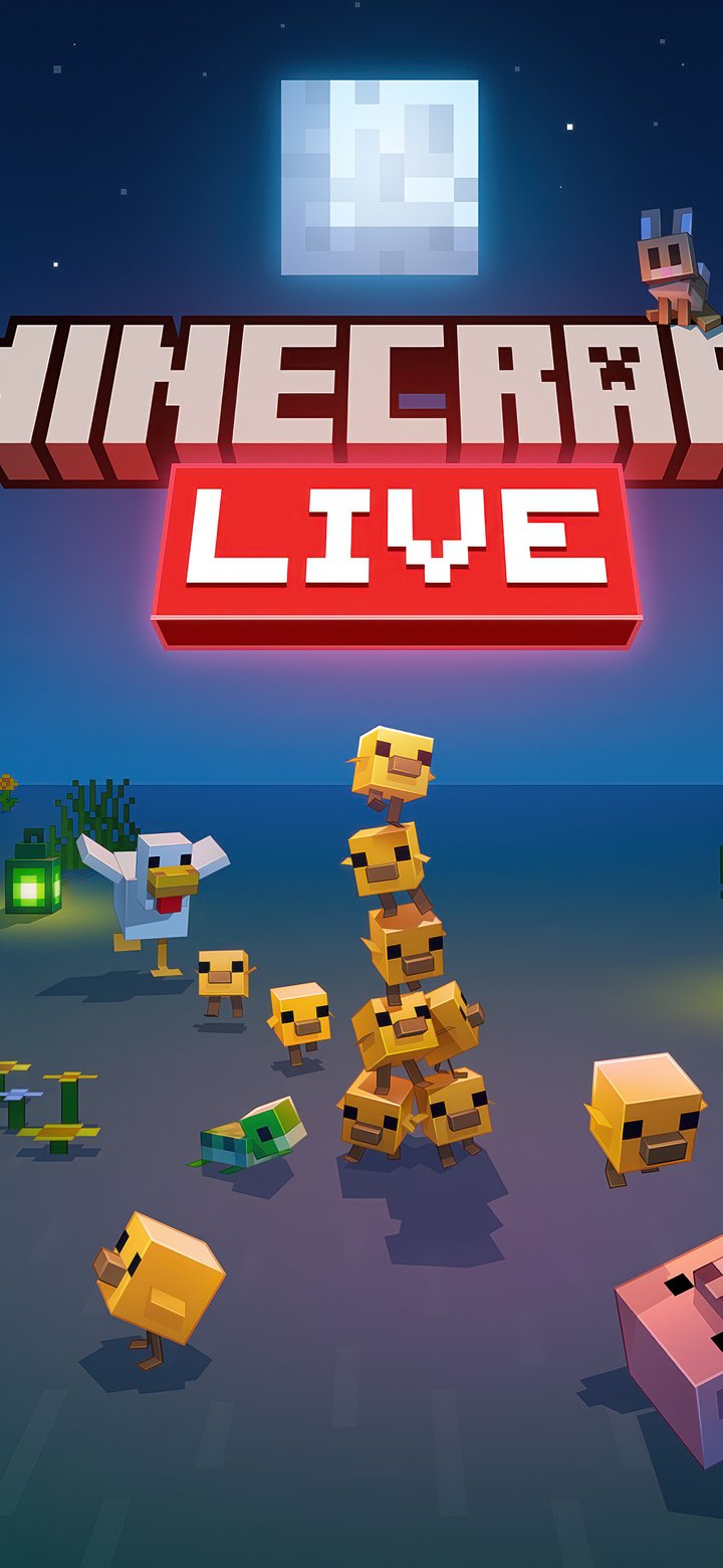 Ночь в Minecraft Live - Обои для Samsung Galaxy A11/A20e/A20/M11, Xiaomi Redmi 9A/9C, POCO C40 в разрешении 720x1560