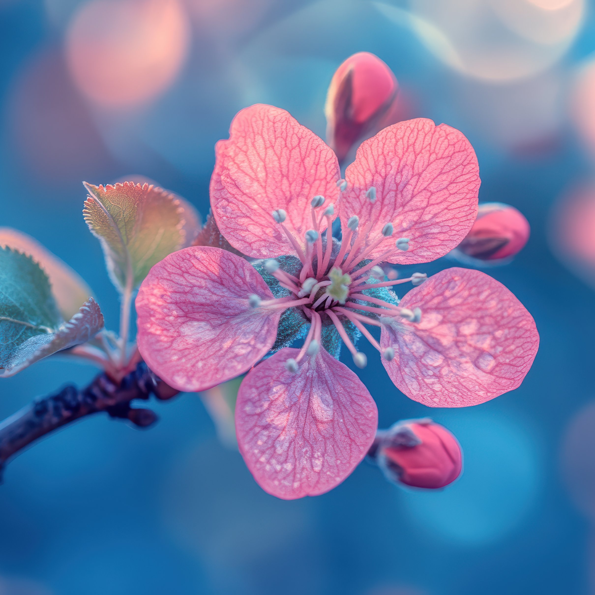Pink apple tree flower in macro - Wallpapers for iPad Pro 11″ 2024 in 2420x2420 resolution
