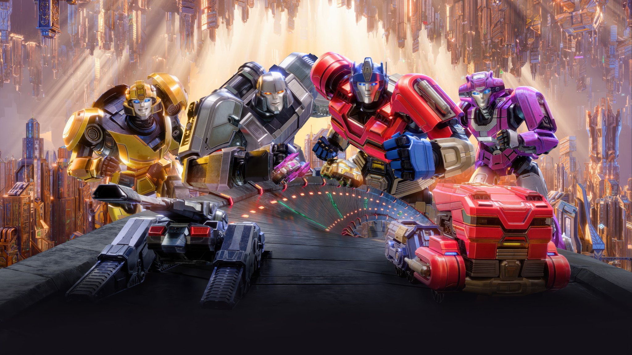 Poster with Transformers One characters - QWXGA wallpapers in 2048x1152 resolution