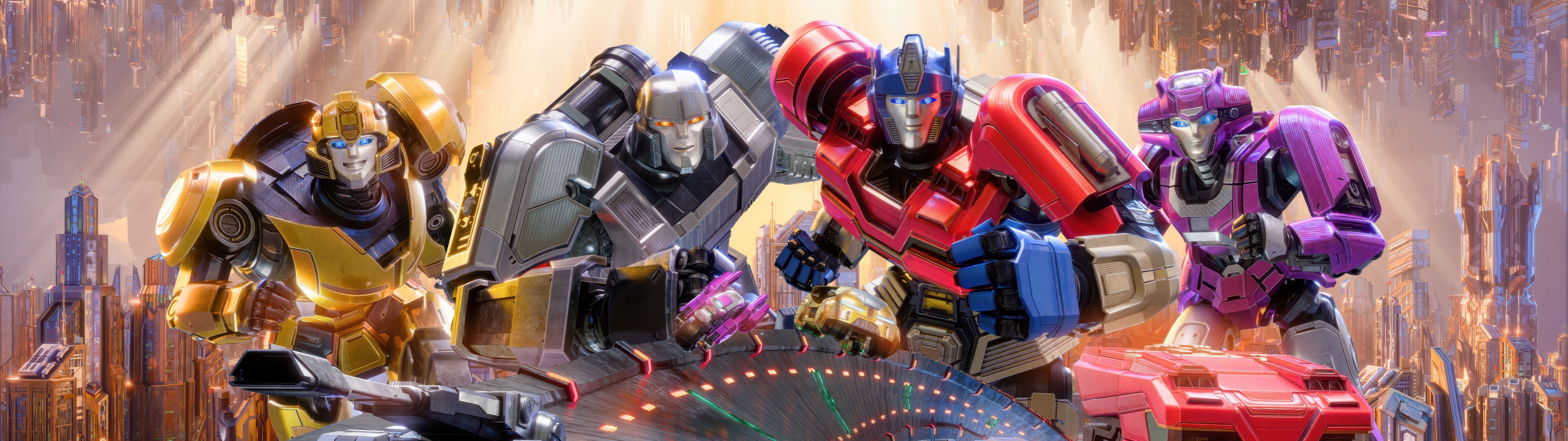 Poster with Transformers One characters - UltraWide 32:9 wallpapers in 5120x1440 resolution