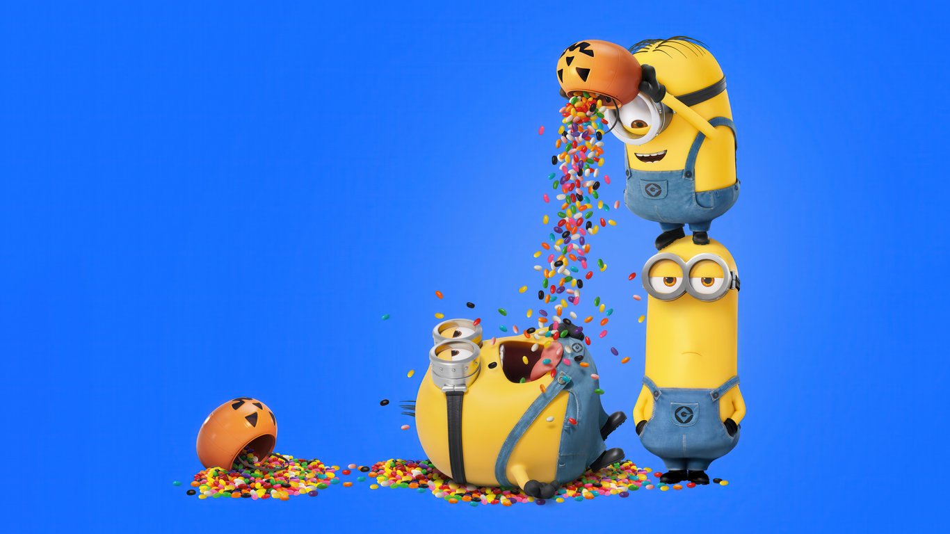 Minions with Candy Fun - Laptop Wallpapers in 1366x768 resolution