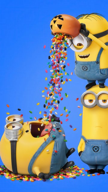 Minions with Candy Fun - Wallpapers for Nokia, Samsung in 360x640 resolution