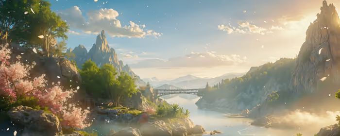 UltraWide 21:9 обои (2560x1080): сказочный мир, река, горы, долина
