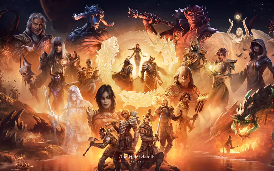 Постер The Elder Scrolls 10th Anniversary - Обои для Samsung Galaxy S22 Ultra/S23 Ultra в разрешении 1440x3088
