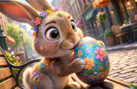 Animals wallpapers: rabbit, easter egg, street, Easter