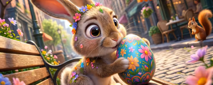 Animals wallpapers: rabbit, easter egg, street, Easter