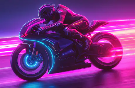 motion Wallpapers for Apple MacBook 16″ (3072x1920): motorcyclist, motorcycle, neon, speed