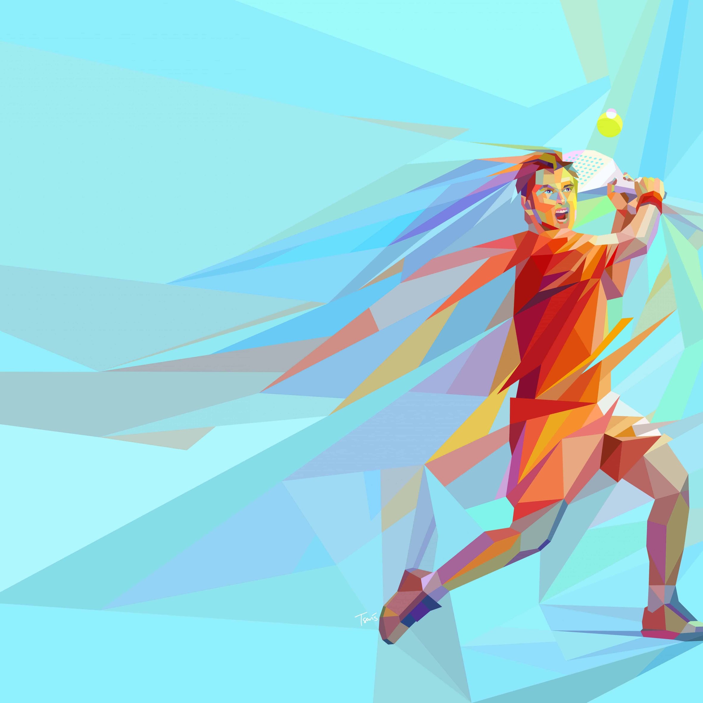 Low Poly Tennis Player Action - Wallpapers for iPad Air 10.9″ in 2360x2360 resolution