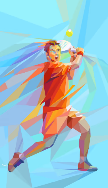 Player Wallpapers for Samsung Galaxy Z Flip7, Sony Xperia 5 II/5 III/5 V/10 IV/10 V, Xiaomi Mix Fold 3 (1080x2520): low poly, tennis player, tennis racket, tennis ball