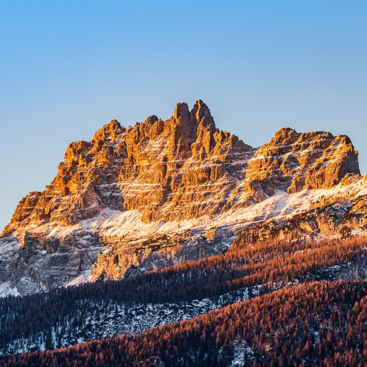Dolomites Mountains at Autumn Sunrise - Wallpapers for Lenovo, Huawei in 1280x1280 resolution