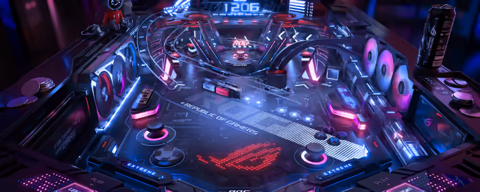 UltraWide 32:9 обои технологии (3840x1080): ASUS ROG, комплектующие для ПК, неон, киберпанк