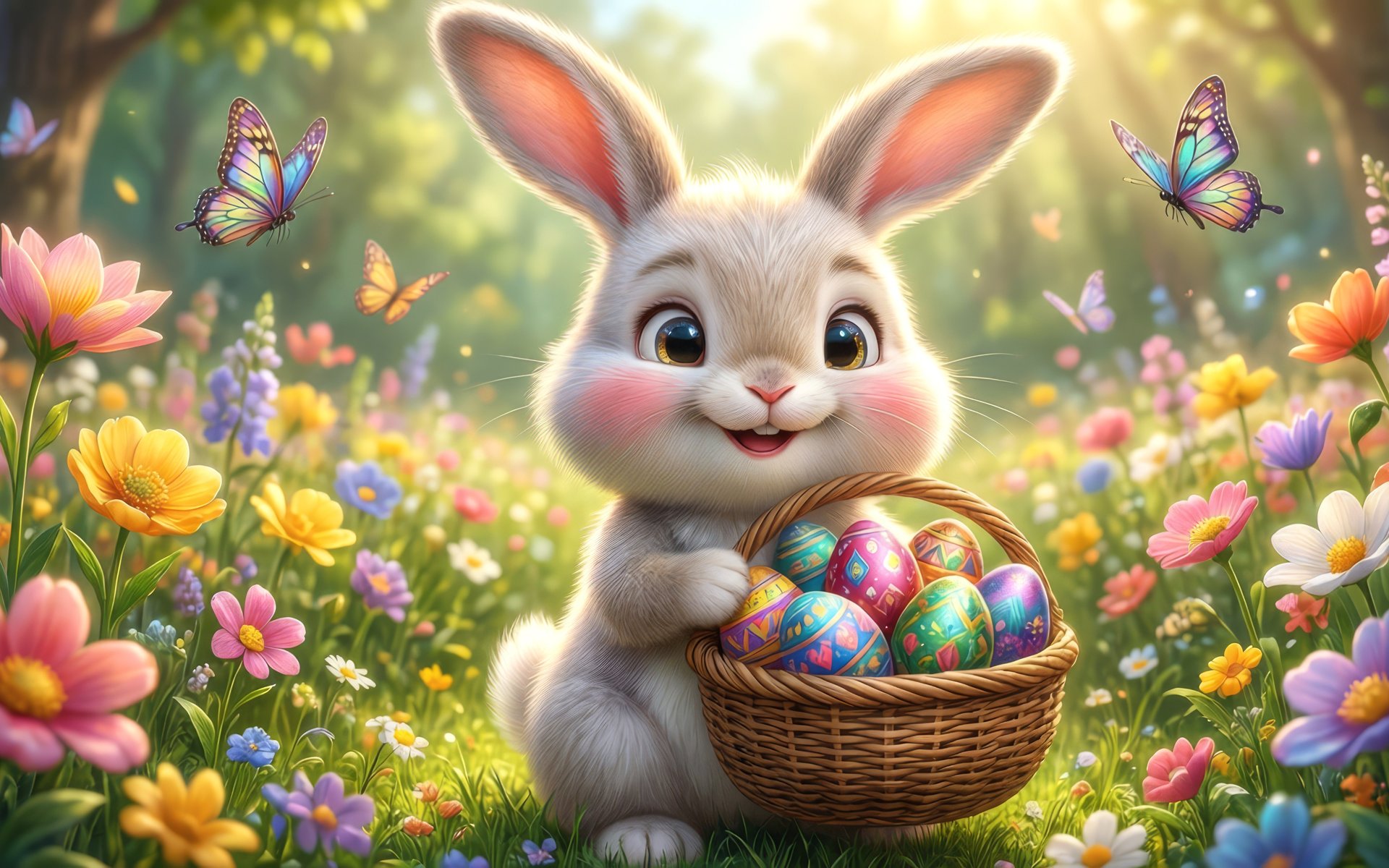 Easter Rabbit in Spring Meadow - WUXGA wallpapers in 1920x1200 resolution