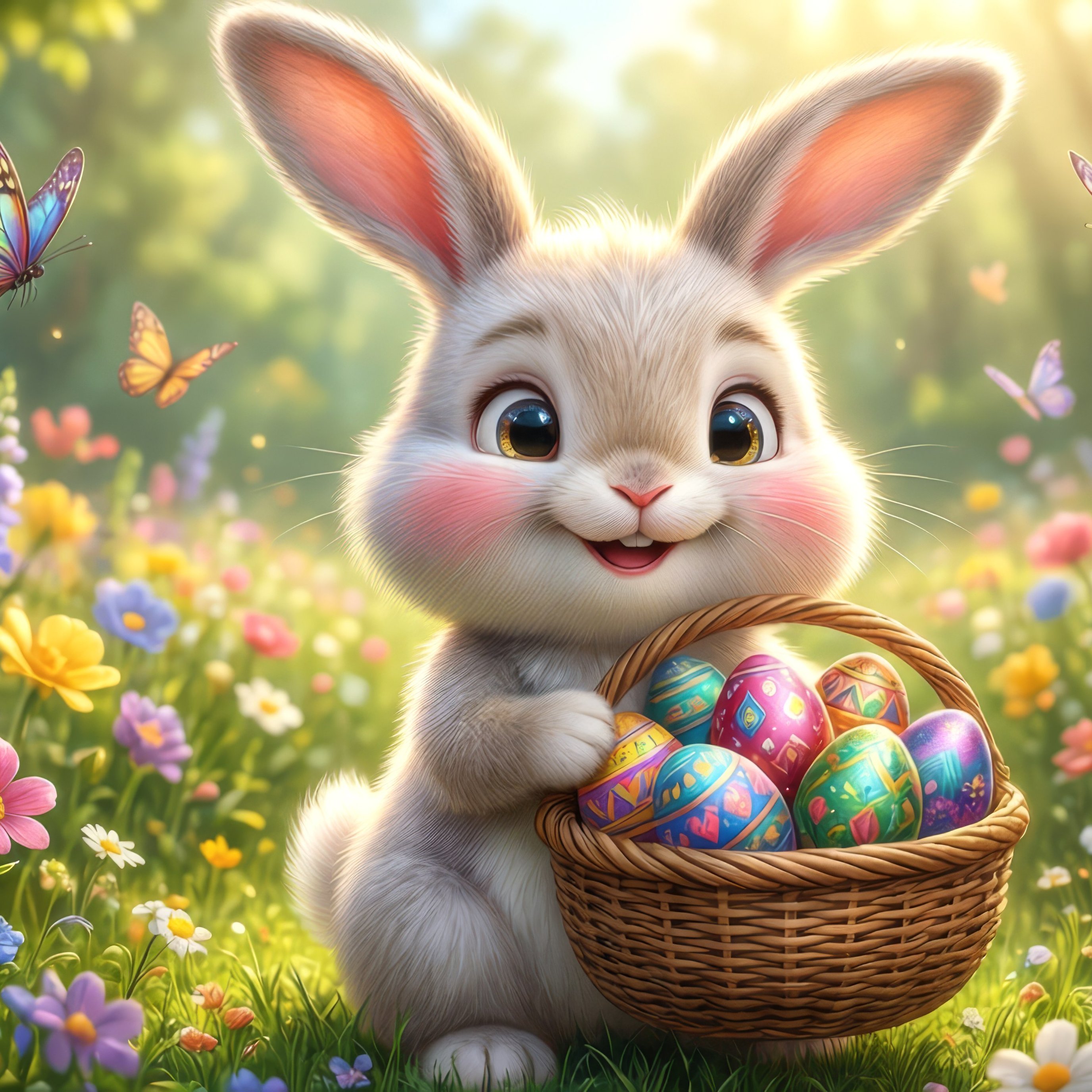 Easter Rabbit in Spring Meadow - Wallpapers for iPad Pro 13″ in 2752x2752 resolution