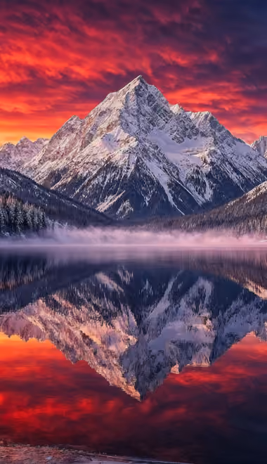 Nature wallpapers: mountains, winter, lake, valley