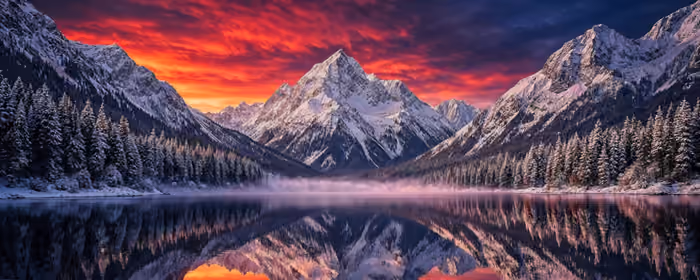 Nature wallpapers: mountains, winter, lake, valley