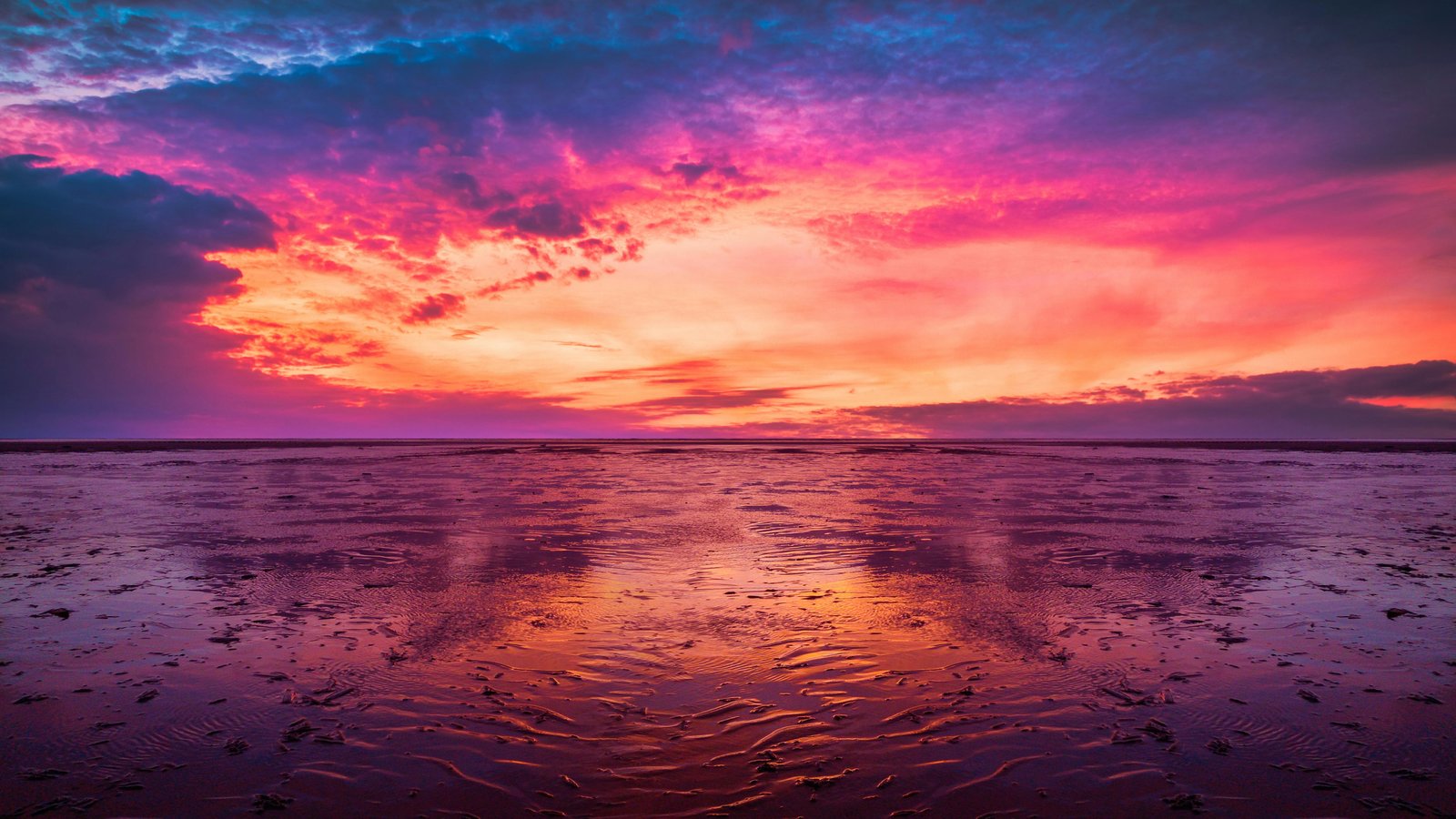 Evening Sunset Over Ocean Horizon - wXGA++ wallpapers in 1600x900 resolution