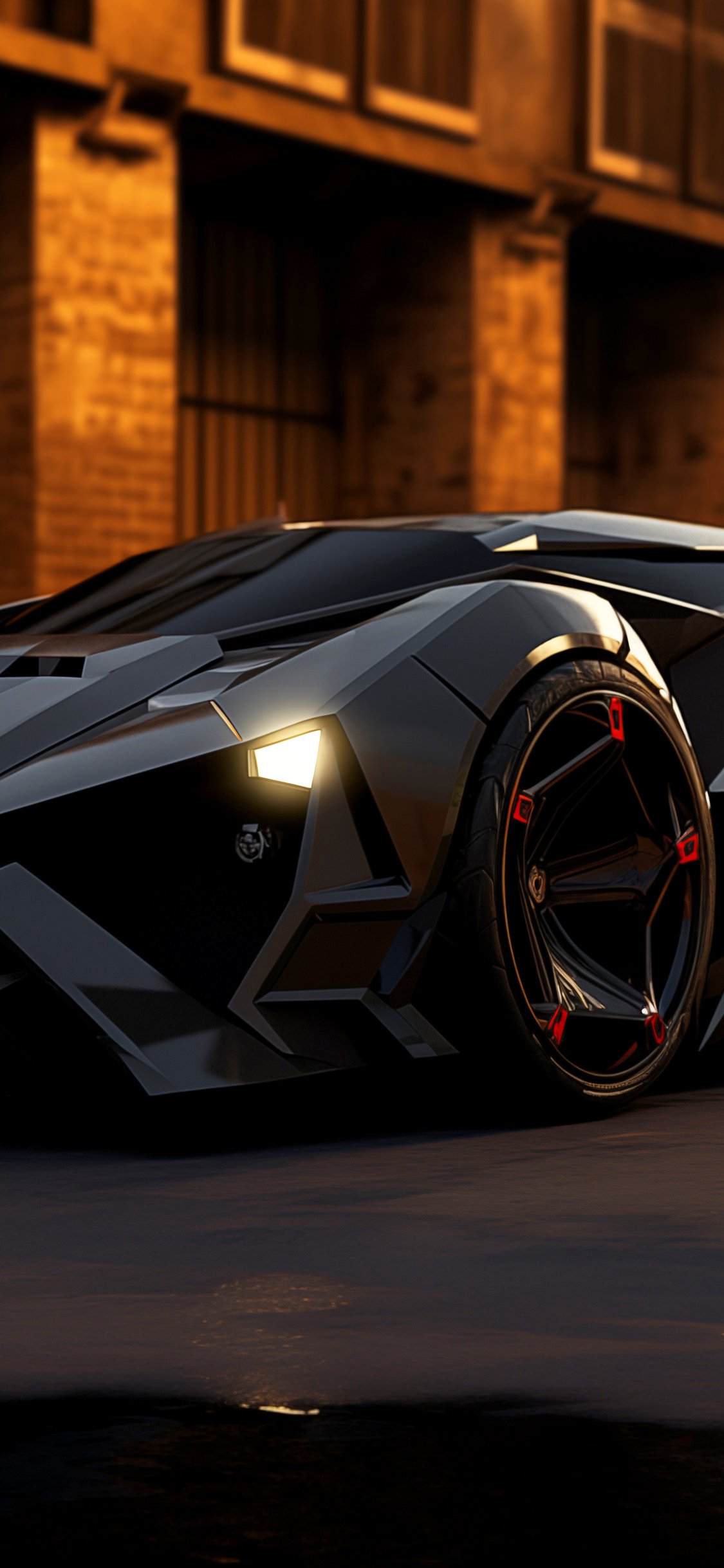 Futuristic Cyberpunk Hypercar at Sunset - Wallpapers for iPhone X/XS/11 Pro in 1125x2436 resolution