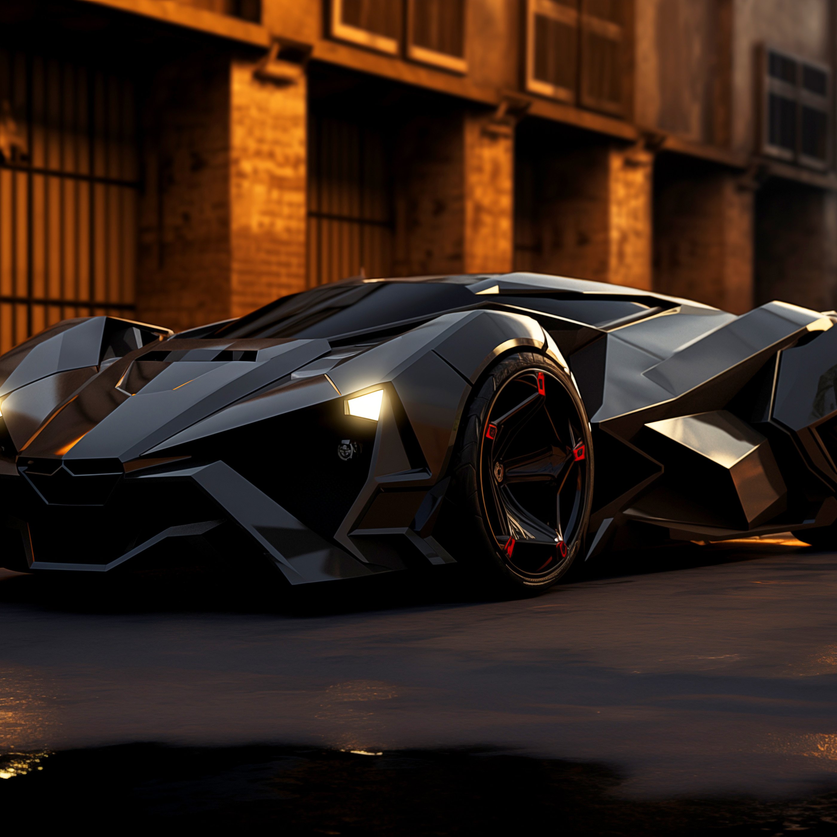 Futuristic Cyberpunk Hypercar at Sunset - Wallpapers for Samsung Galaxy Tab S9+ in 2800x2800 resolution