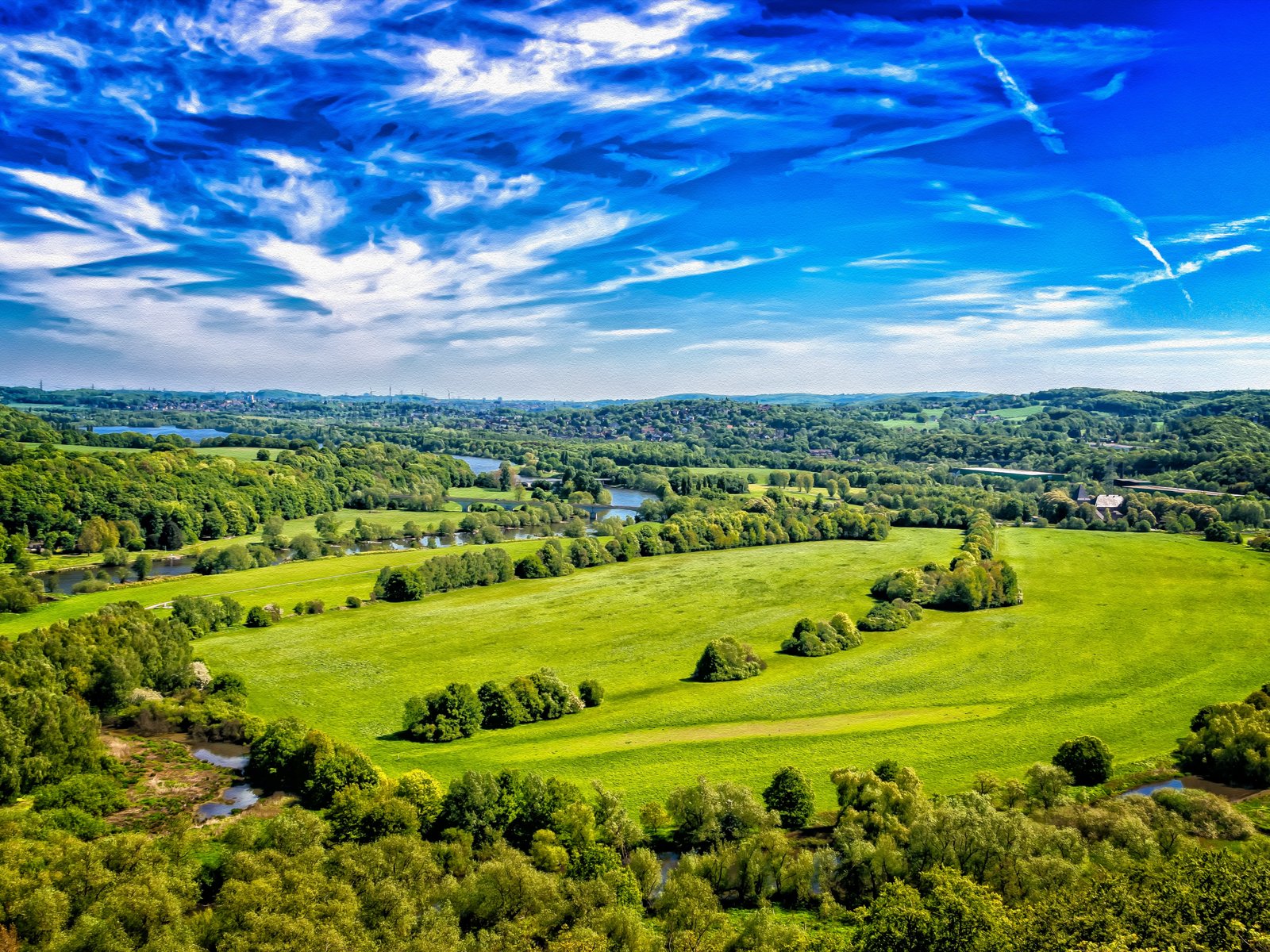 Summer Valley with Sky and Forest - UXGA wallpapers in 1600x1200 resolution