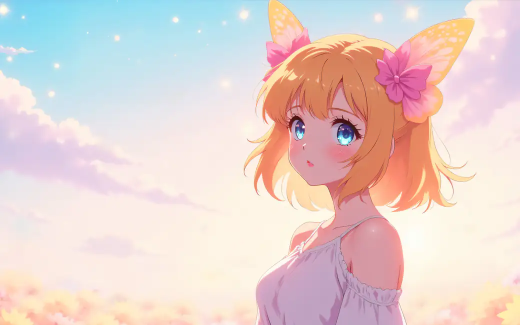 Anime Girl with Blue Eyes — desktop and phone wallpaper, free download