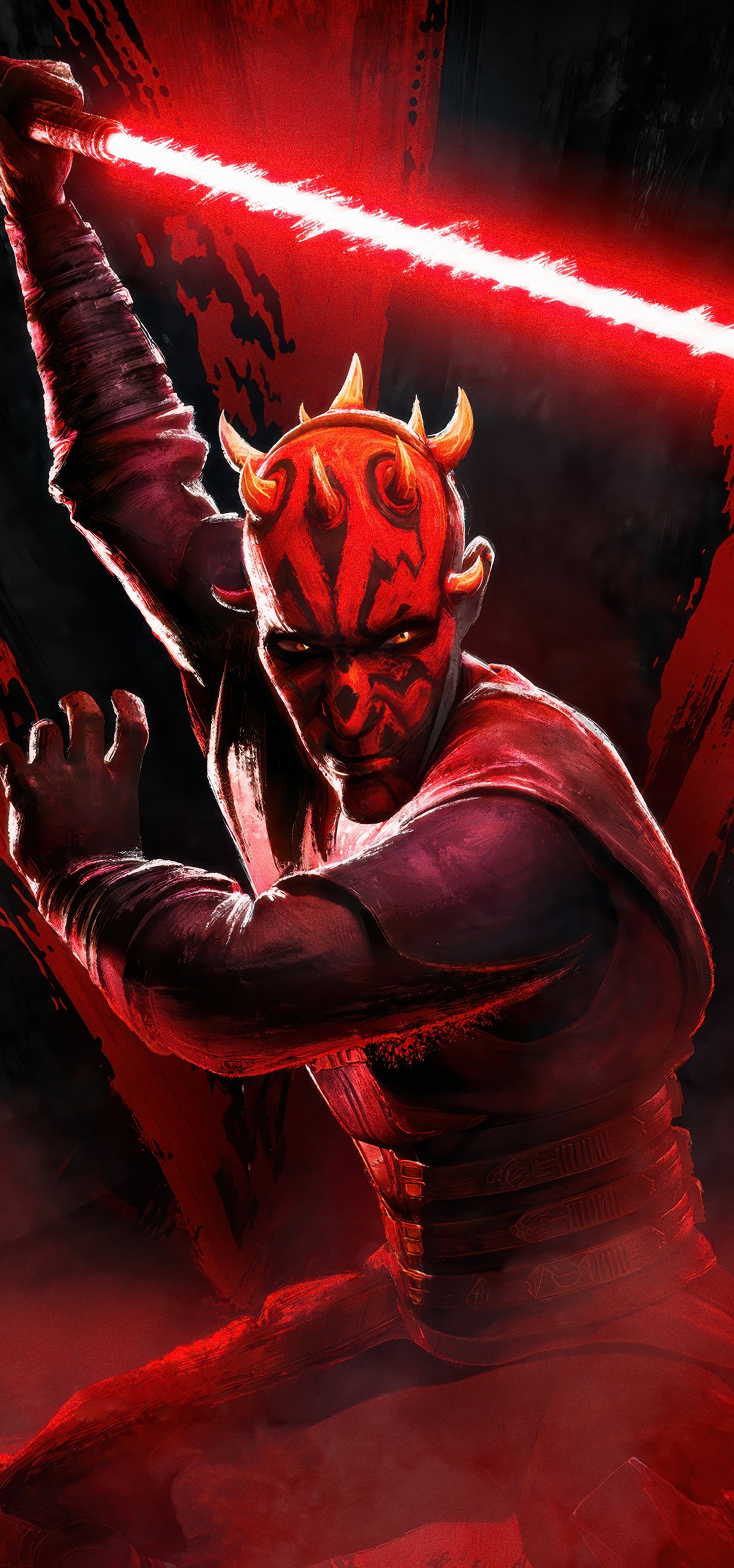 Maul Shadow Lord with Red Lightsaber - Wallpapers for Xiaomi 17/17 Pro in 1220x2608 resolution