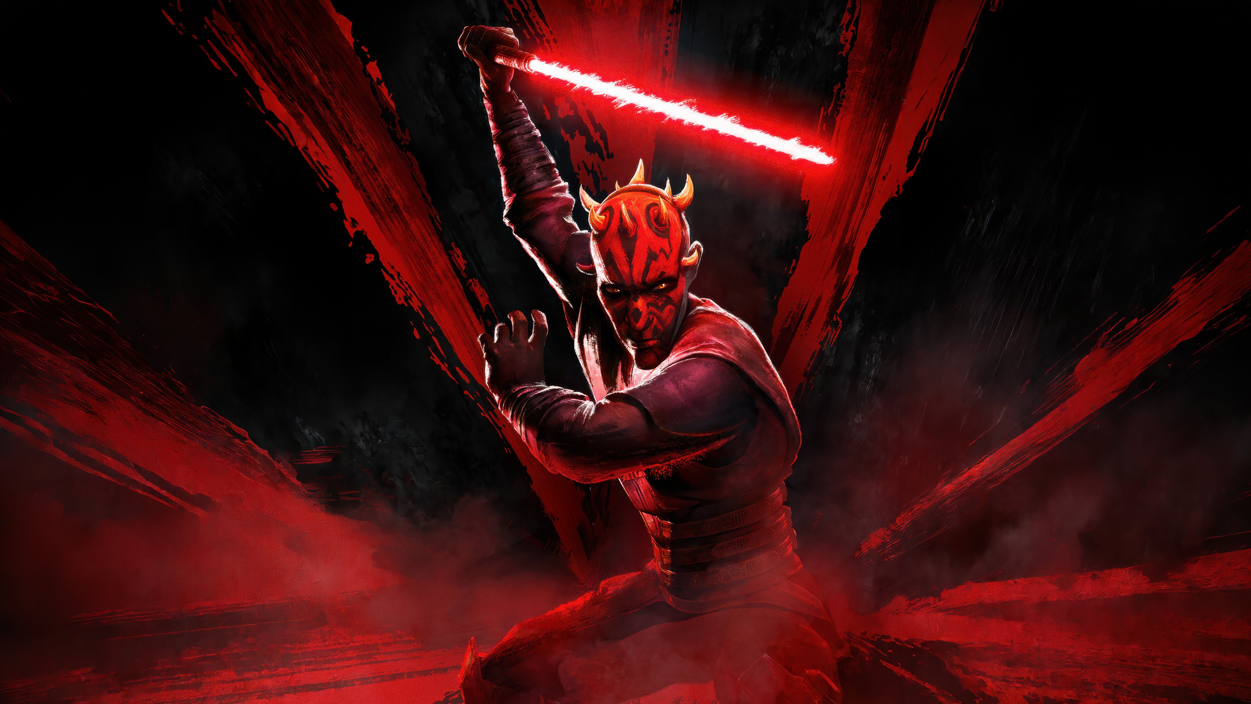 Maul Shadow Lord with Red Lightsaber - Wallpapers for Apple iMac 21.5″ in 4096x2304 resolution