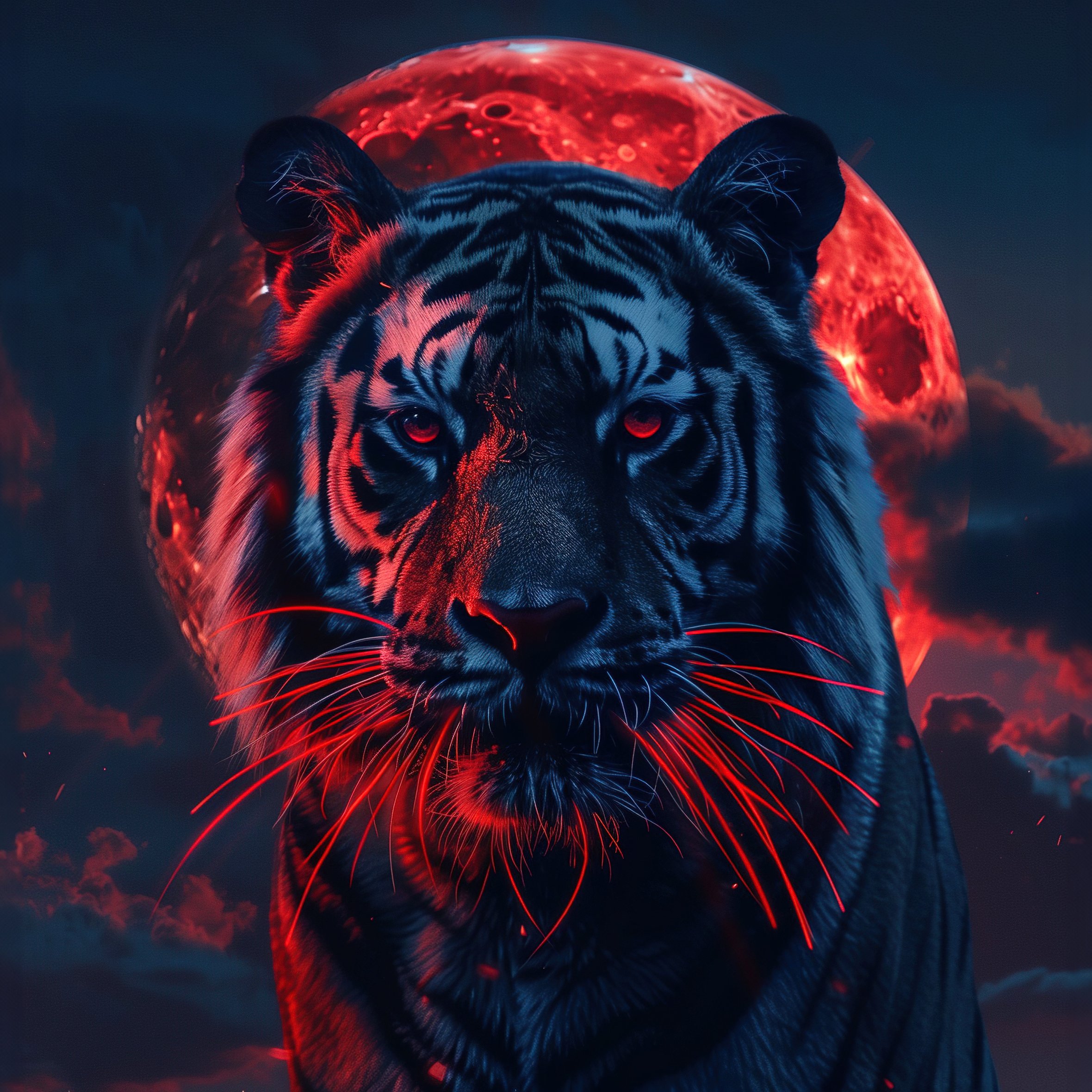 Tiger Under Red Moonlight - Wallpapers for iPad Air 10.9″ in 2360x2360 resolution