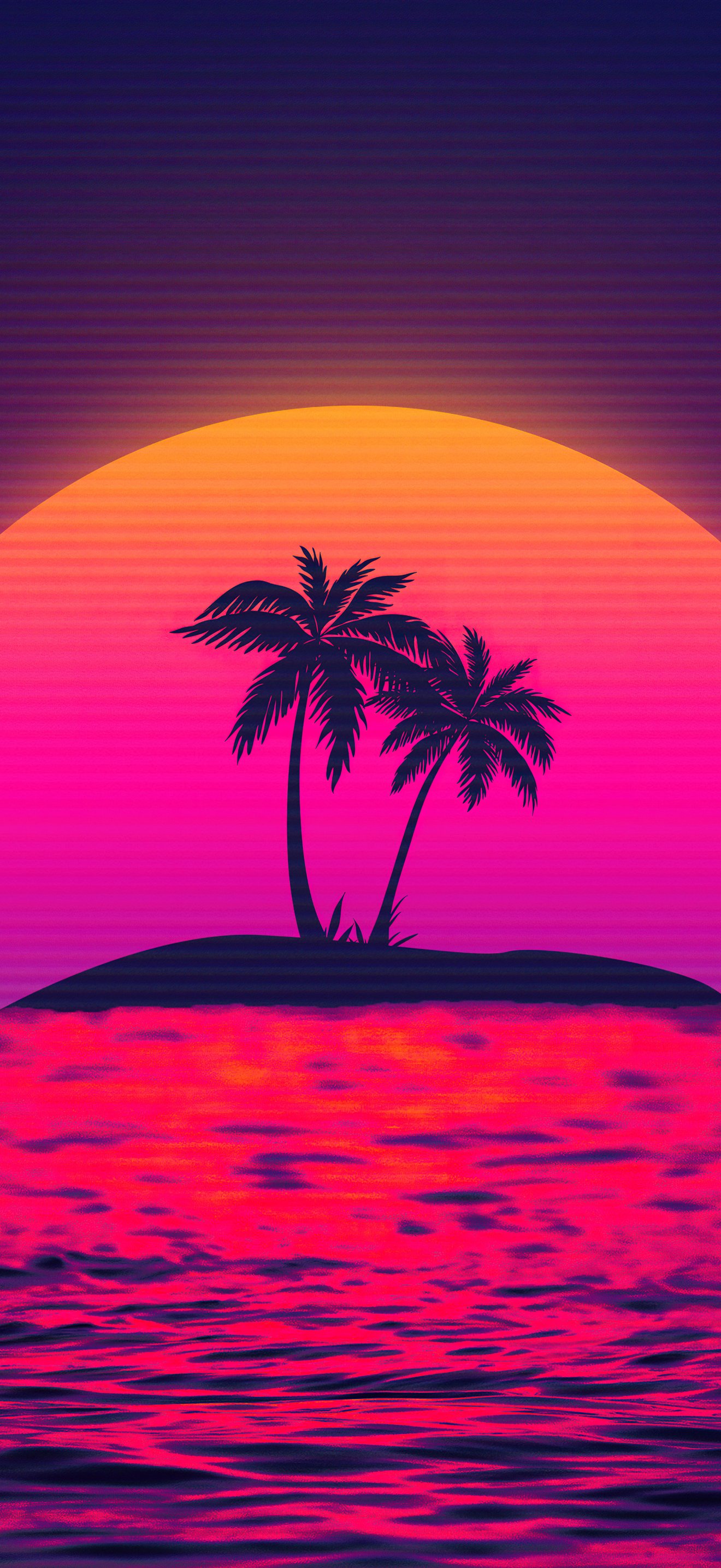 Neon Retro Island Sunset - Wallpapers for iPhone 17 Pro Max/16 Pro Max in 1320x2868 resolution