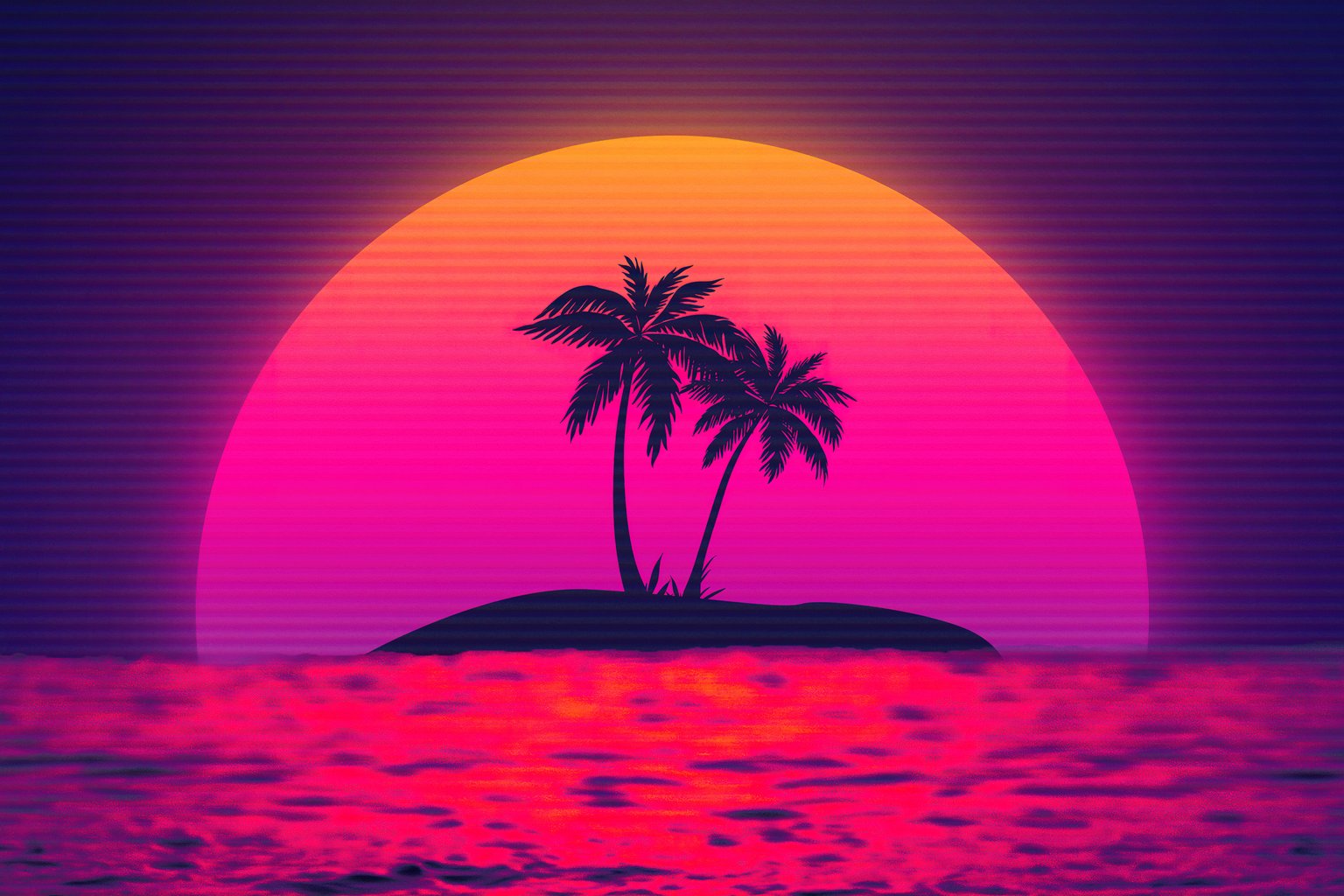 Neon Retro Island Sunset - Microsoft Surface 12.4″ wallpapers in 1536x1024 resolution