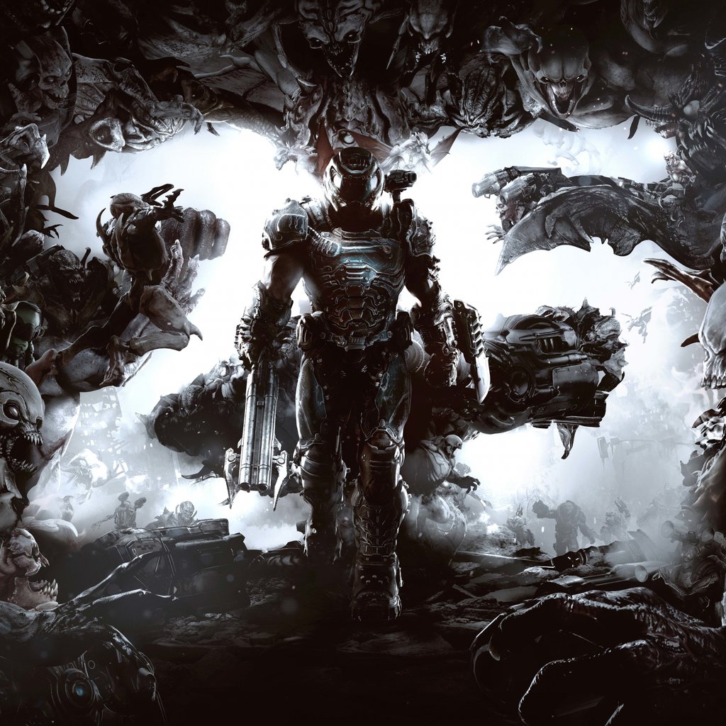 Doom 25th Anniversary постер - Обои для Apple iPad 1 в разрешении 1024x1024